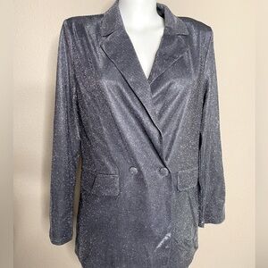 Windsor brand silver Lamé blazer, button front and body lined size small.